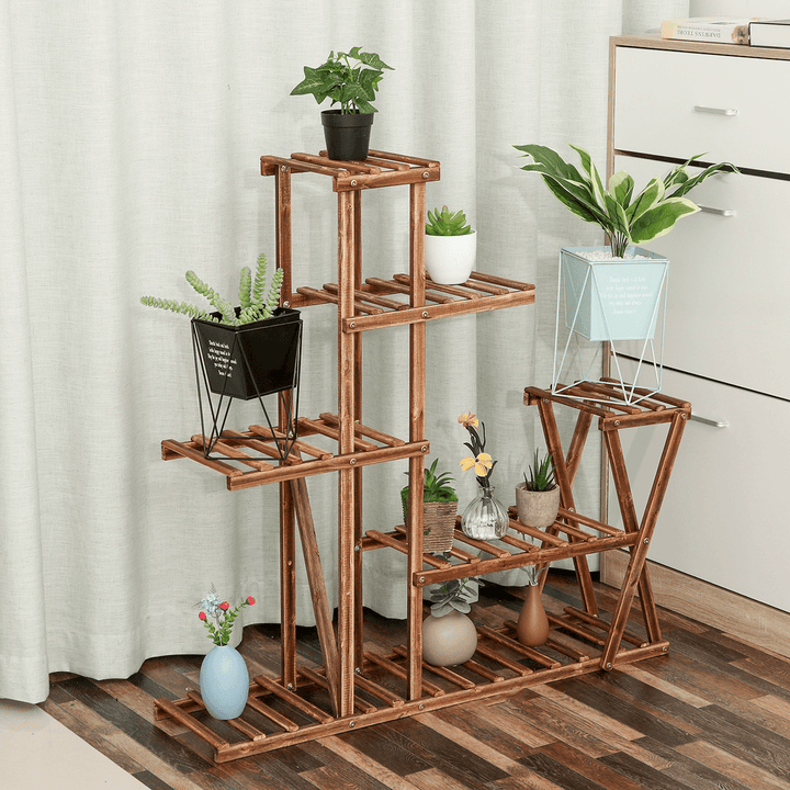 Plant Stand Flower Pot Wooden Rack Organizer Shelf for Garden