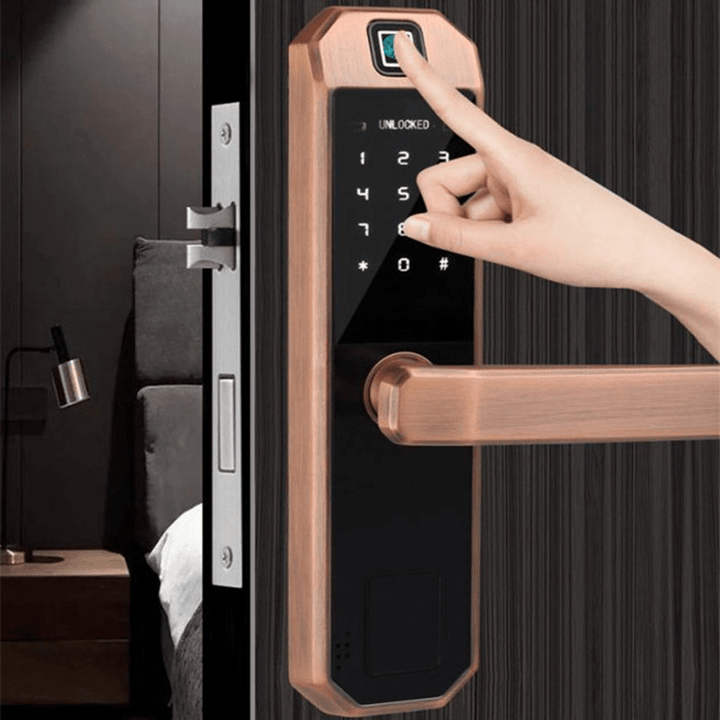 F1 Smart Fingerprint Door Lock with Keypad Electronic Intelligent Security Lock Household Bedroom Anti-Theft Door Password Card Key Locker