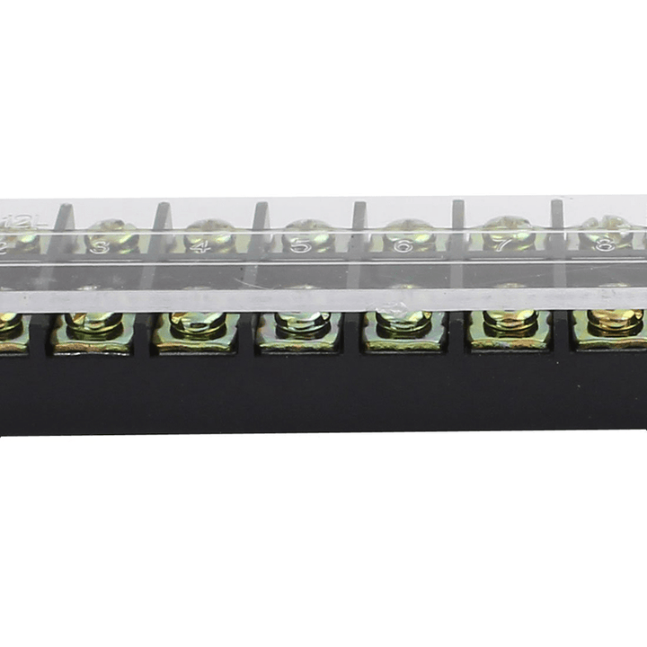 TB-2512 600V 25A 12 Position Terminal Block Barrier Strip Dual Row Screw Block Covered W/ Removable Clear Plastic Insulating Cover