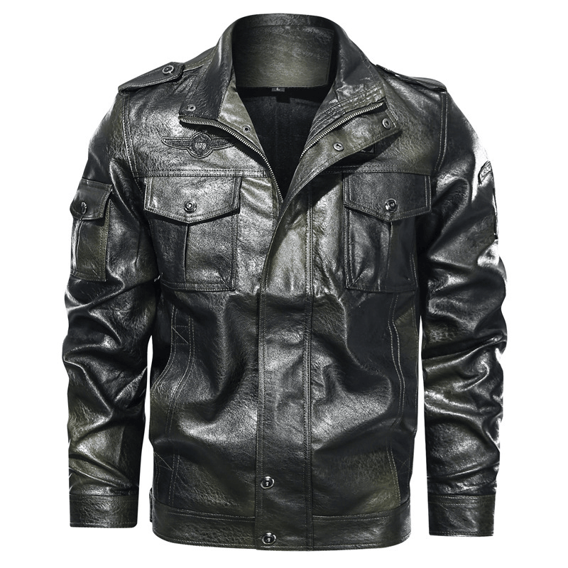 Men'S Washed PU Leather Casual Men'S Leather Jacket