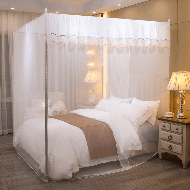 Mosquito Net 4 Corner 180*200CM Big Bed Canopy Home Bedding Lace Elegant