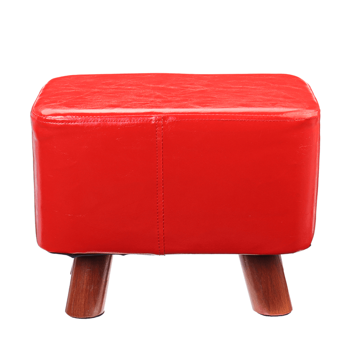 PU Soft Foot Stool Soft Change Shoes Bench Small Ottoman Footrest Footstool Wooden Legs Rectangular Seat Stool Home Supplies