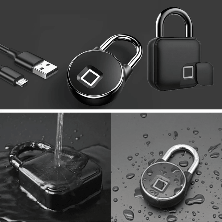 Tuya Fingerprint Padlock Bluetooth USB Rechargeable Lock Mobile APP Unlock Smart Padlock with Keyless Biometric Water Resistant Door Lock for Gym Sports Bike School Fence Storage