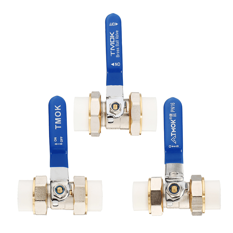 TMOK 3/4" 1" 1-1/4" PPR Brass Ball Valve Heat Fusion Double Union Socket Plumbing Fitting