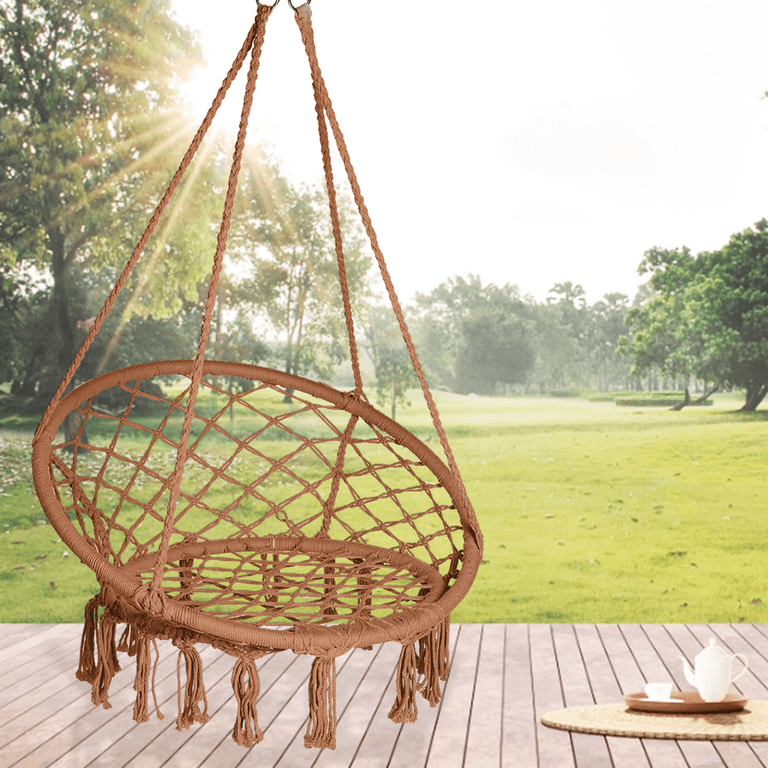 Cotton Metal Swing Seat Hanging Chair Hammock Max Load 240Kg for Outdoor Garden Camping