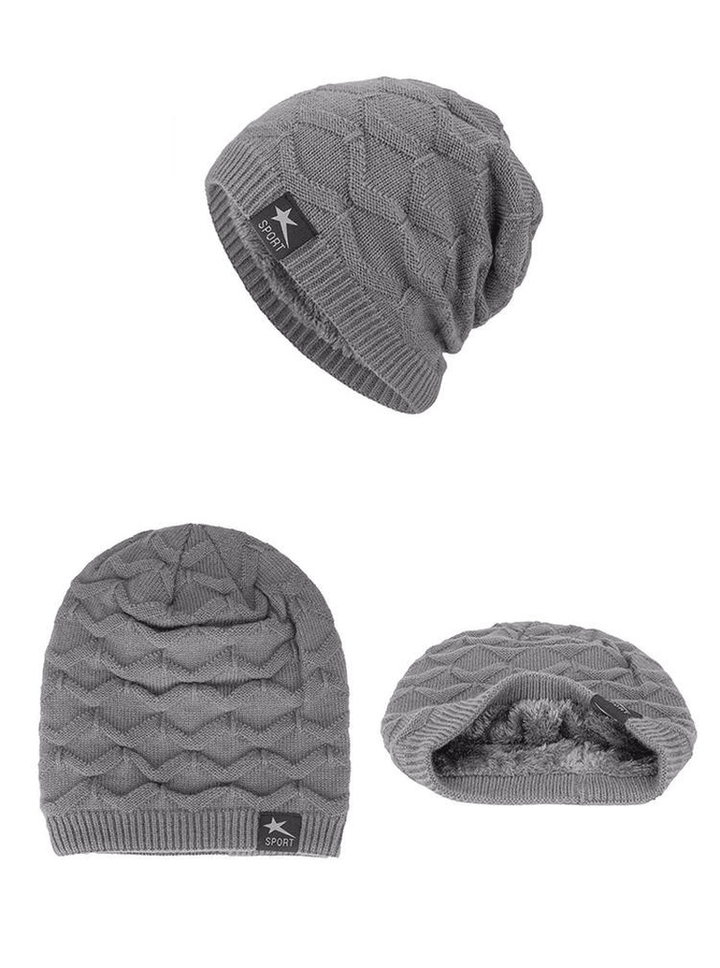 Men'S Knitted Woolen Thick Warm Toe Cap Sports Cap