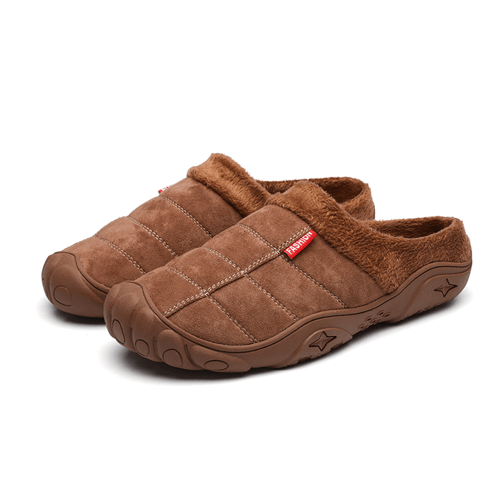 Men Soft Comfy Suede Non Slip Warm Home Cotton Slippers