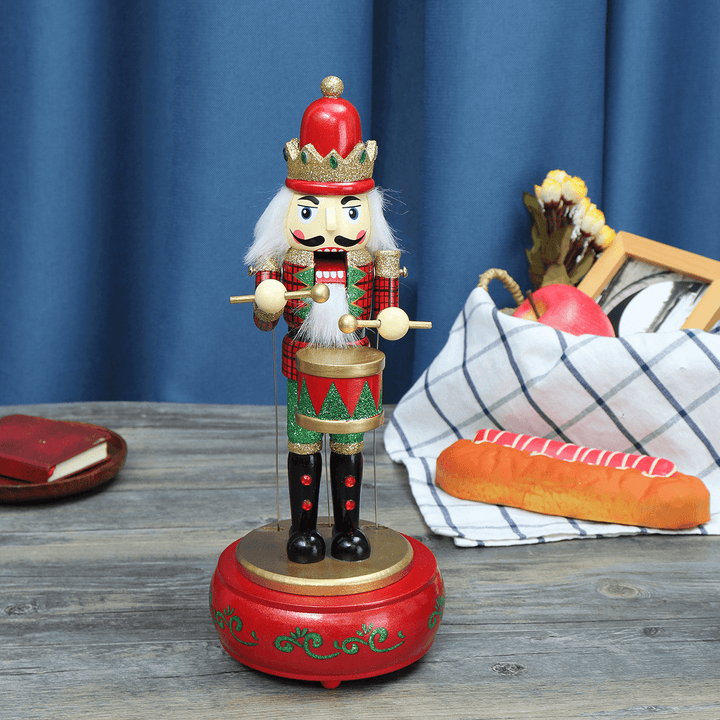 32CM Wooden Guard Nutcracker Soldier Toy Music Box Christmas Decorations Xmas Gift