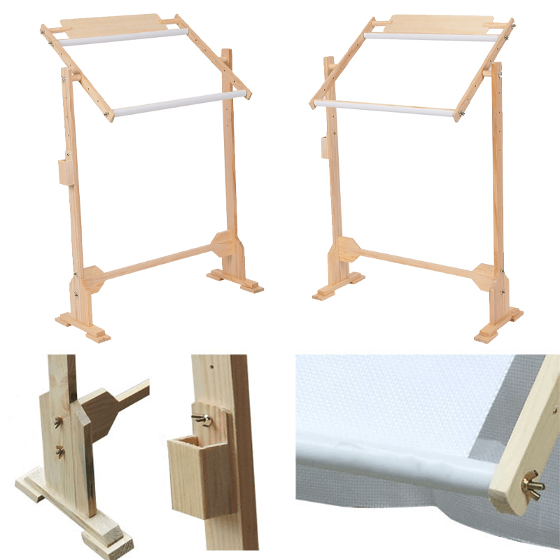 Solid Wooden Frames Table Cross Stitch Frame Embroidery Floor Stand for Needlework Sewing Handmade Tools