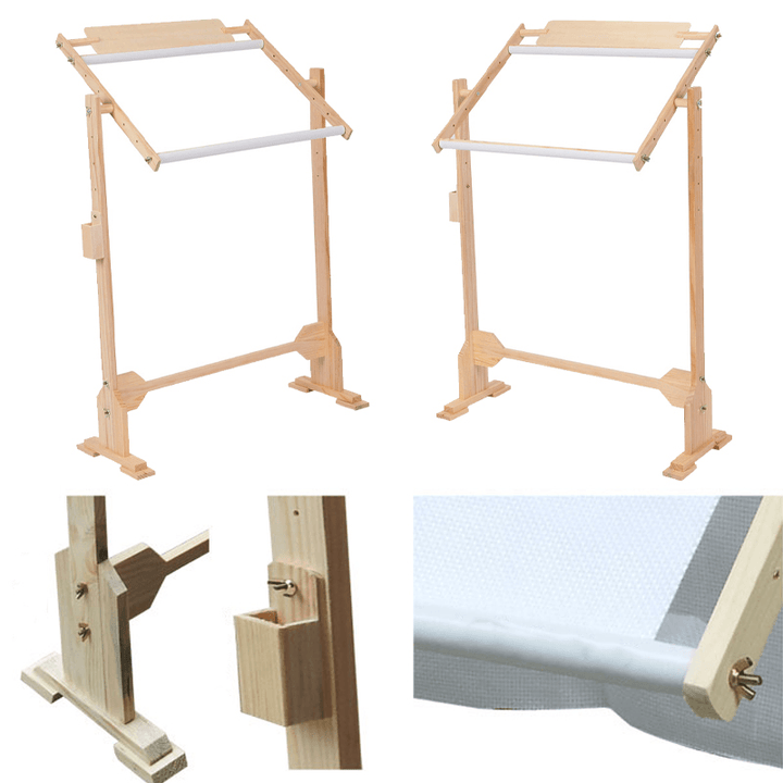 Solid Wooden Frames Table Cross Stitch Frame Embroidery Floor Stand for Needlework Sewing Handmade Tools