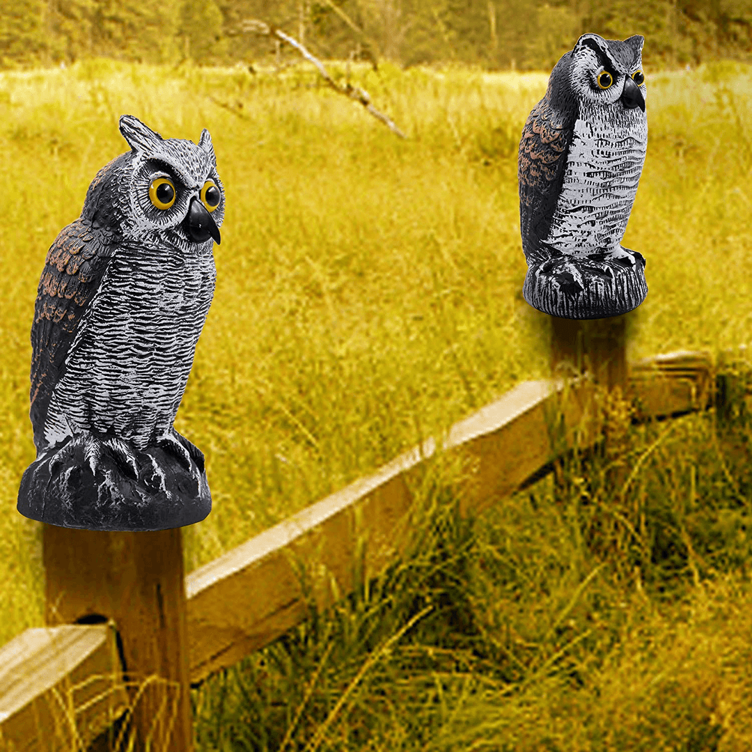 -2041 Plastic Owl Bird Deterrents Horned Owl Bird Scarecrow Pest Repellent for Outdoor Garden Yard