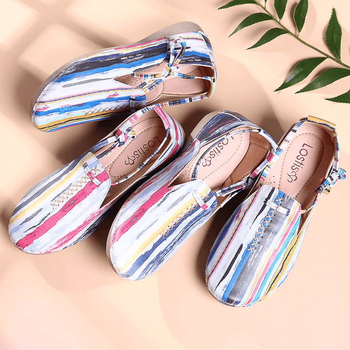 Lostisy Lace up Multicolor Comfy Soft Walking Casual Loafers