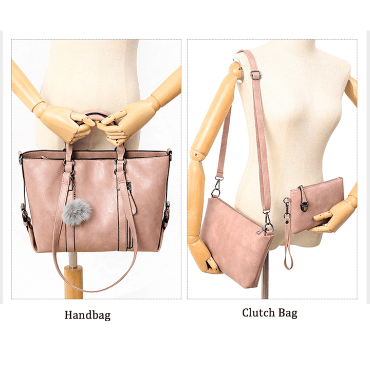 4 PCS Women Casual Minimalist Handbag Shoulder Bag