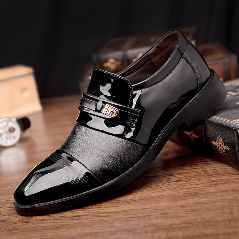 Men Leather Breathable Comfy Soft Sole Pointy Toe Dress Oxford Casual Business Shoes