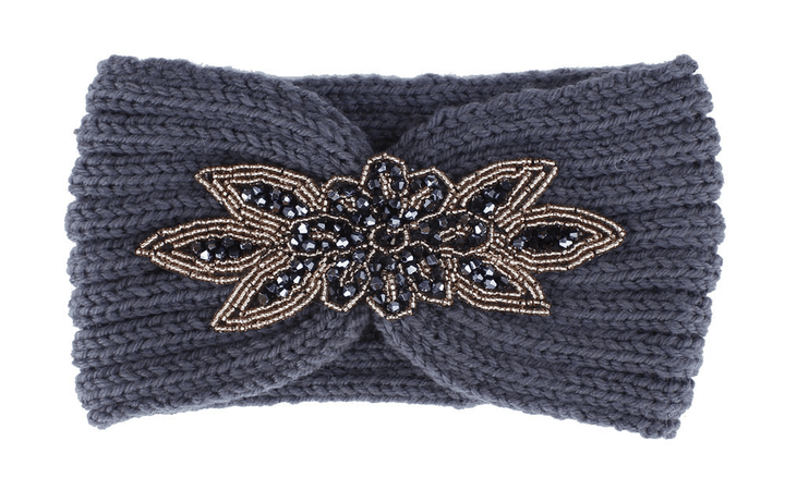 Hair Band with Hexagonal Diamond Sticking Knit Woolen Head