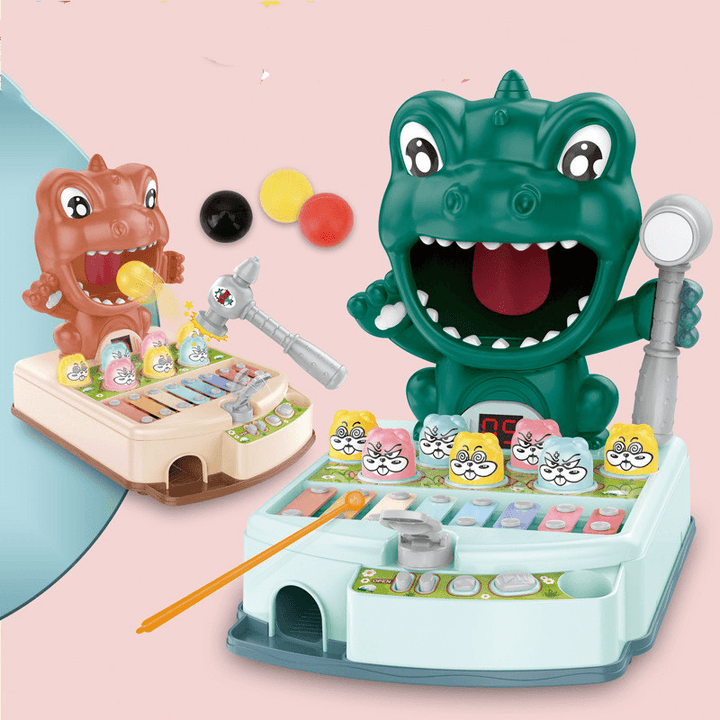 Children'S Educational Fun Electric Dinosaur Hitting Hamster Ejection Sound and Light Early Education Multifunctional Game Toy