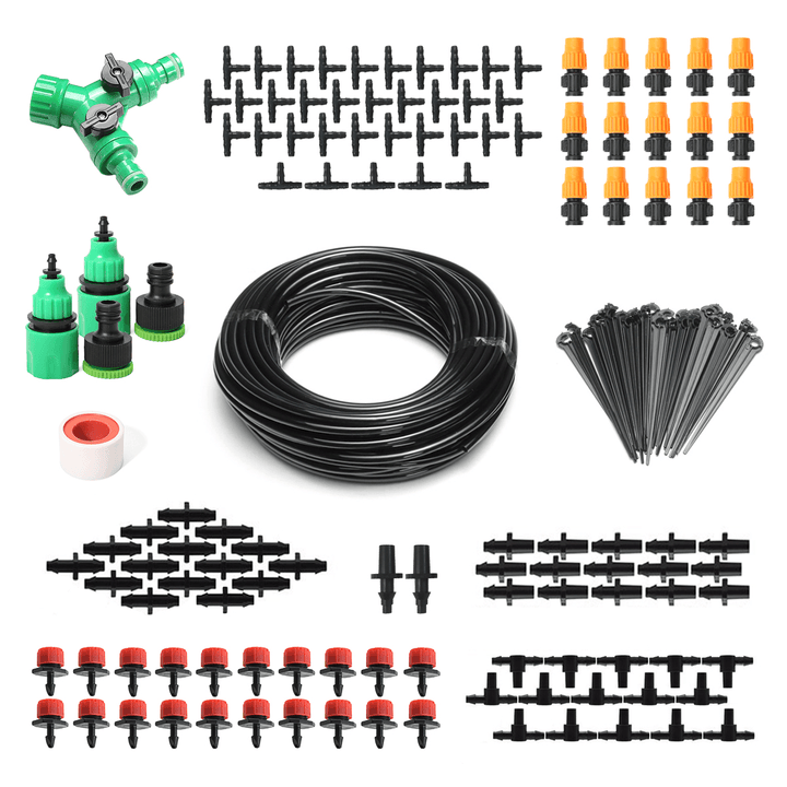 157Pcs Micro Drip Irrigation System Plant Self Watering Garden 40M Hose Kit