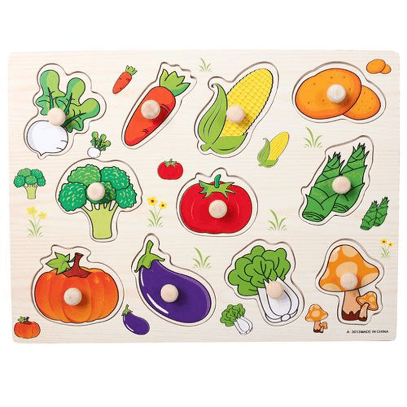 Early Childhood Educational Cognitive Animal Fruit Jigsaw Grab Board