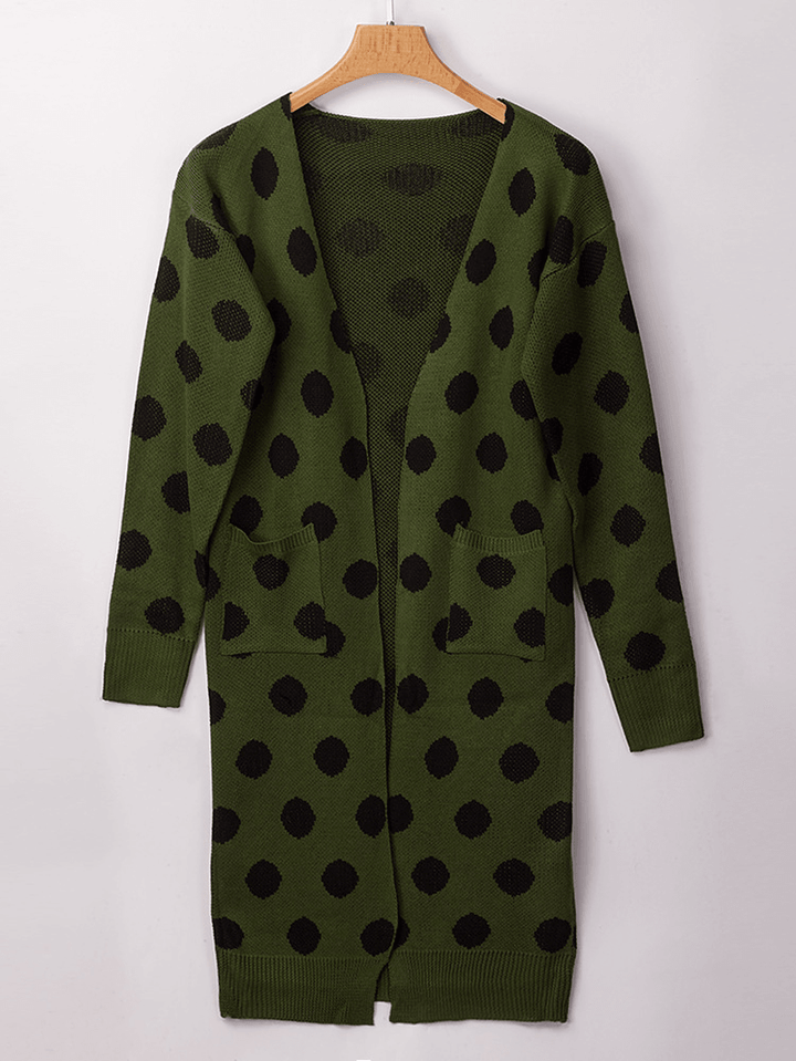 Women Long Sleeve Polka Dot Print Cardigans