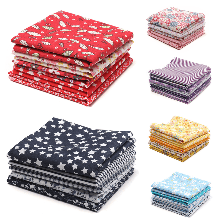 5Pcs/Set 19.7'' Series Fabric Cotton Bundles Fat Quarters Polycotton Material Florals Gingham Spots Non Woven Fabric