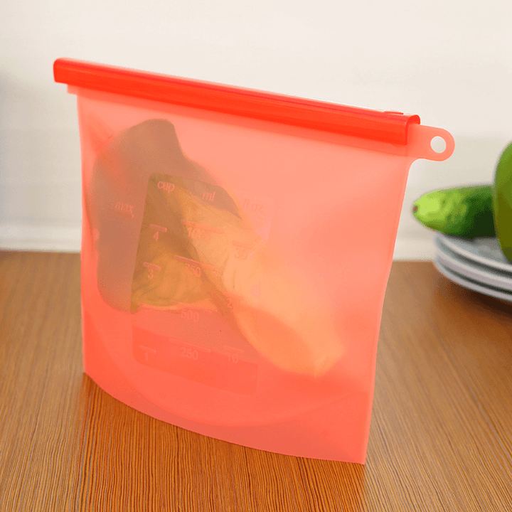 4Pcs 1000Ml Silicone Food Bag FDA Reusable Silicone Food Bag Ziplock Bag Leakproof for Freezer Preservation