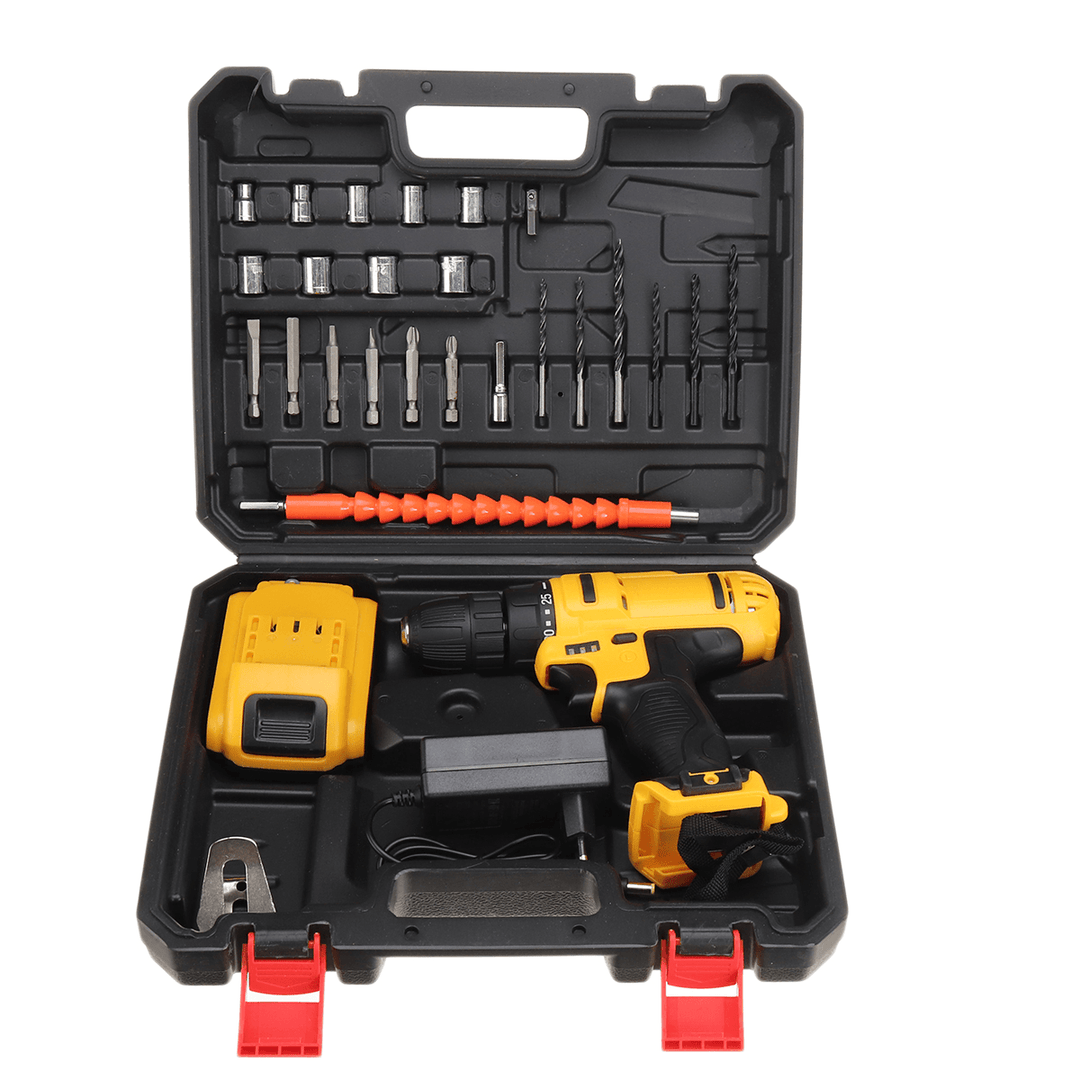 21V 520N.M Electric Drill Cordless Rechargeable Screwdriver Hammer Drill Set W/ Battery