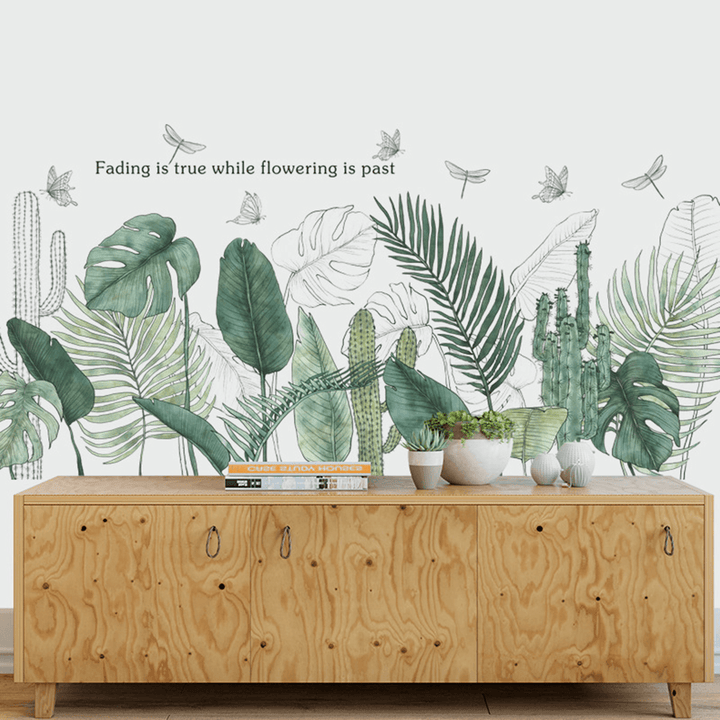 Wall Stickers DIY Tropical Palm Leaves Wallpaper Home Bedroom Decoration