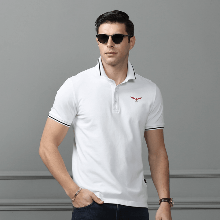 Men'S New Business Cotton Short Sleeve Embroidered Golf Casual T-Shirts