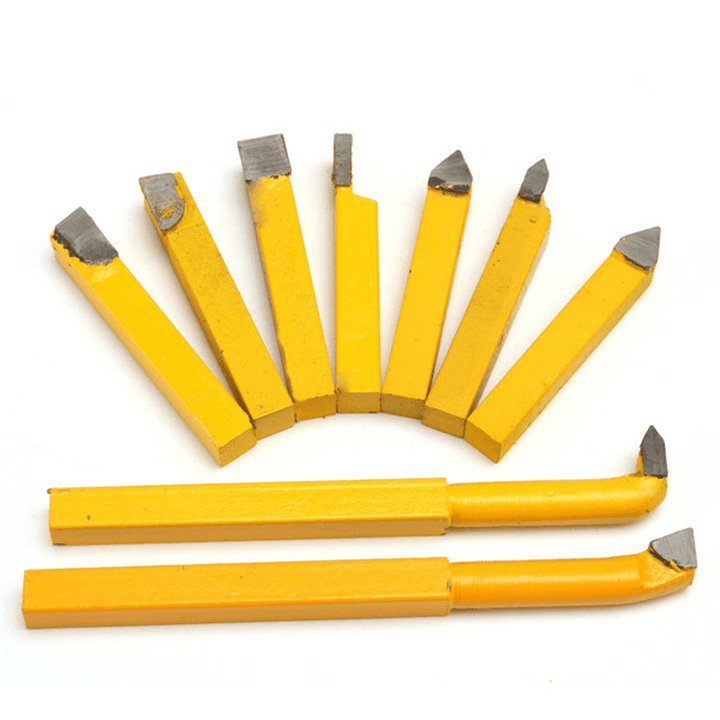 9Pcs 8X8Mm YW1 Carbide Lathe Turning Tool Holder Yellow