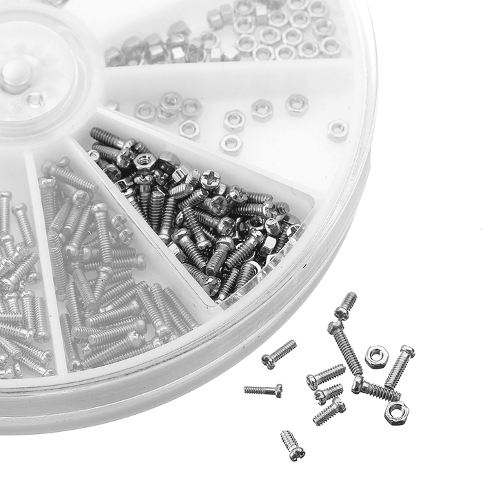 Suleve‚Ñ¢ MXSS7 600Pcs Stainless Steel M1/1.2/1.4/1.6 Small Screws Nut for Watches Clocks Mobile 2-4Mm