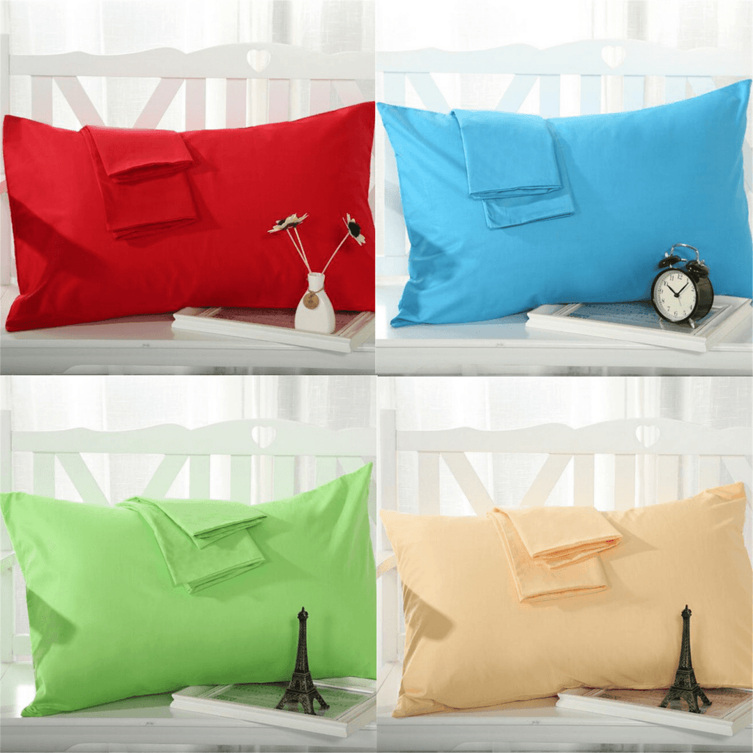 2 Pcs Cotton Cloth Pillow Case Covers Bed Pillowcase Standard Queen Size