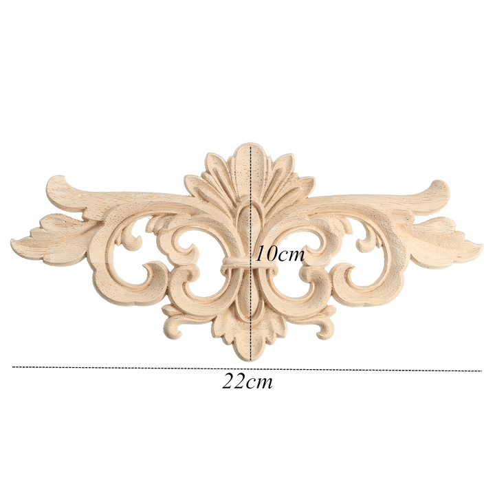 Wood Carving Applique Unpainted Flower Applique Wood Carving Decal for Furniture Cabinet 22X10Cm