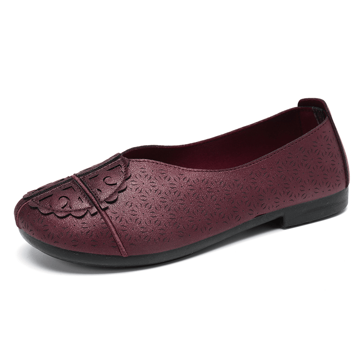 Women'S Casual Solid Color Hollow Comfortable Slip Resistant Flats - MRSLM