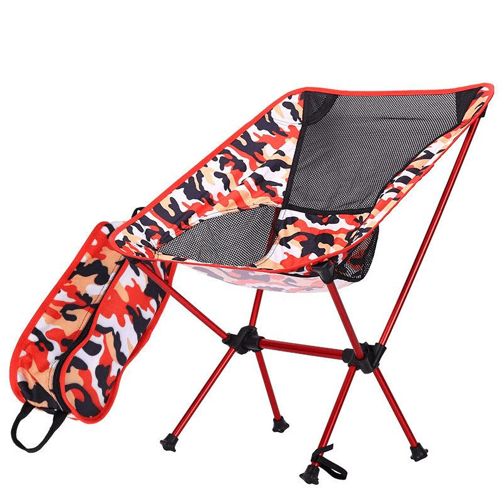 Folding Chair Camouflage Oxford Fabric Chair Ultra-Light Portable Leisure Chair Moon Chair Outdoor Fishing Camping Barbecue Picnic Beach Load 150Kg