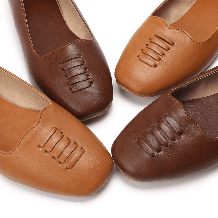 Women Square Toe Comfy Lightweight Slip on Loafers