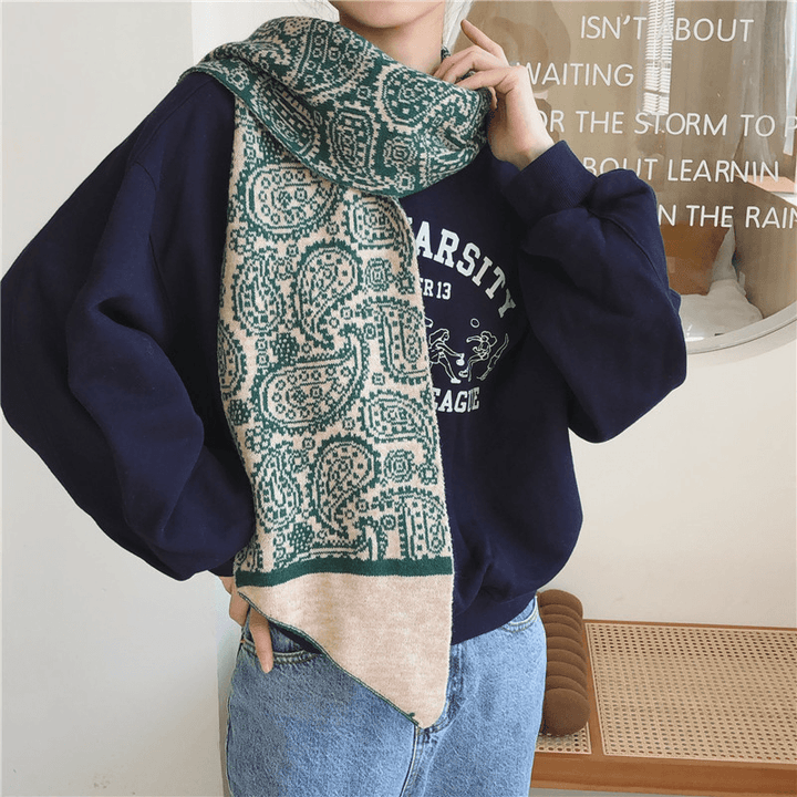 Cashew Flower Thickened Warmth Student Scarf