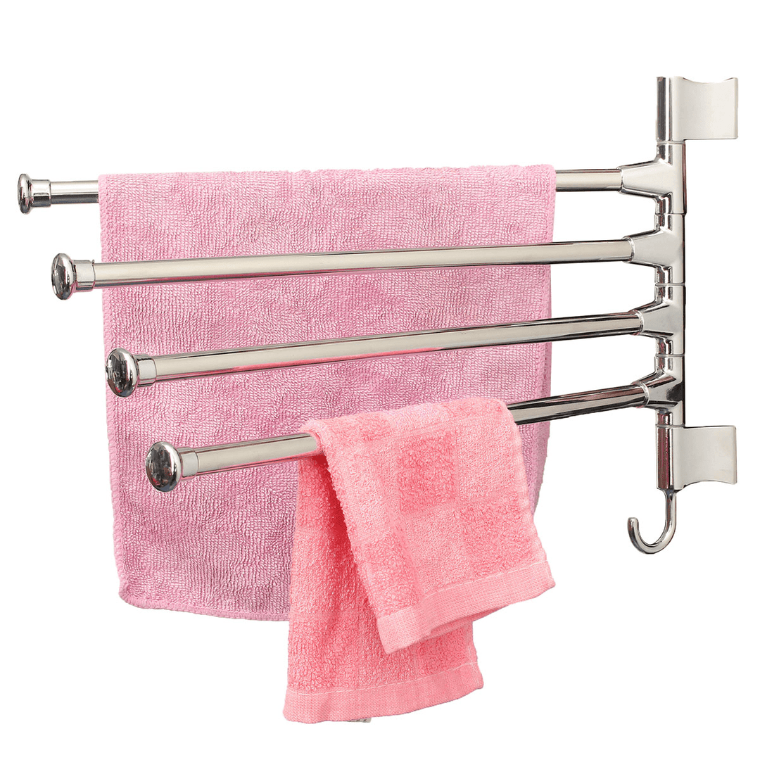 Bathroom Kitchen Wall Mounted Rotating Towel Rack Storage Hold