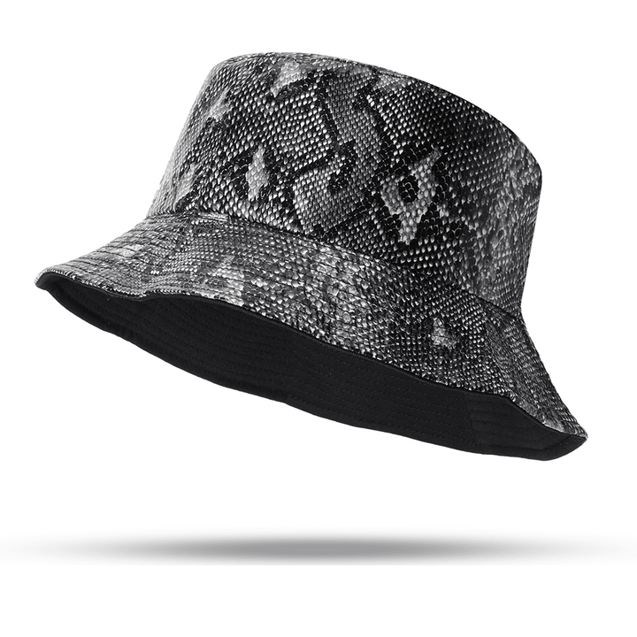 Unisex Snake Pattern Bucket Hat Double-Sided Bucket Hat Wearable Sun Shade Fisherman Hat