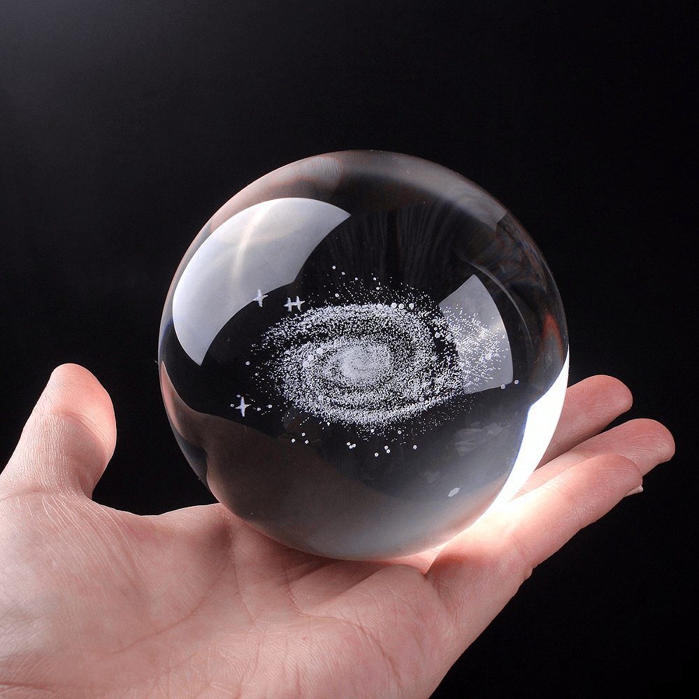 3D Laser Carving Galaxy Crystal Ball Miniature Model Crystal Craft Ball Decorations Glass Ball Home Decoration Gift