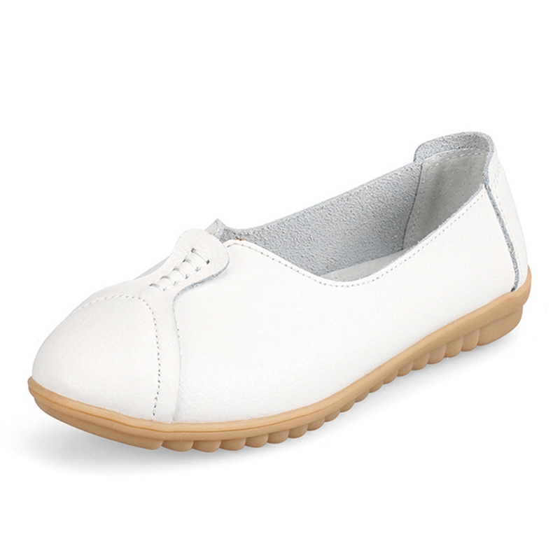 Women Casual Soft Leather Flat Shoes Driving Slip-Ons Comfortable Loafers