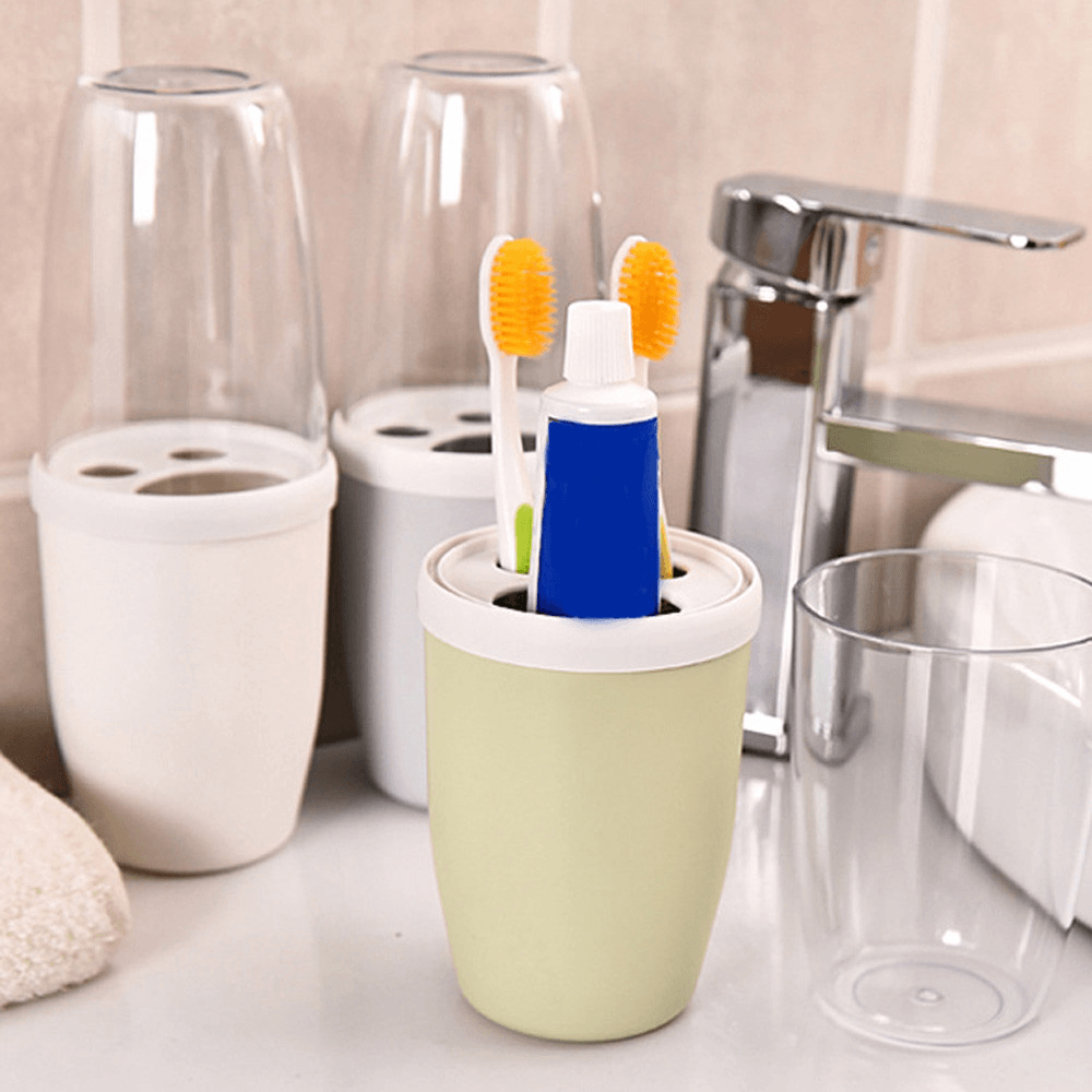 Honana Couple Transparent Cover Toothbrush Toothpaste Holder Organizer Travel Home Washing Storage Cup