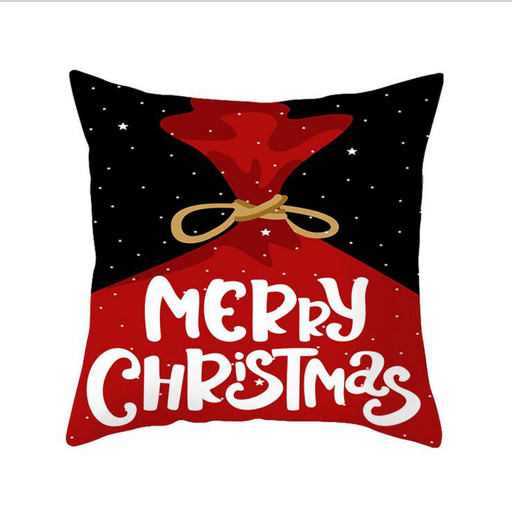 Polyester Black Decor Throw Pillow Case Single-Sided Printing Cartoon Christmas Gift Snowman Santa Claus Deer Cushion Cover