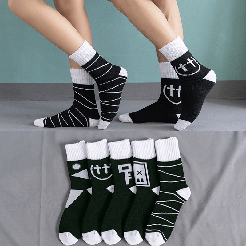 Men'S Tube Floor Parallel Line Towel Socks