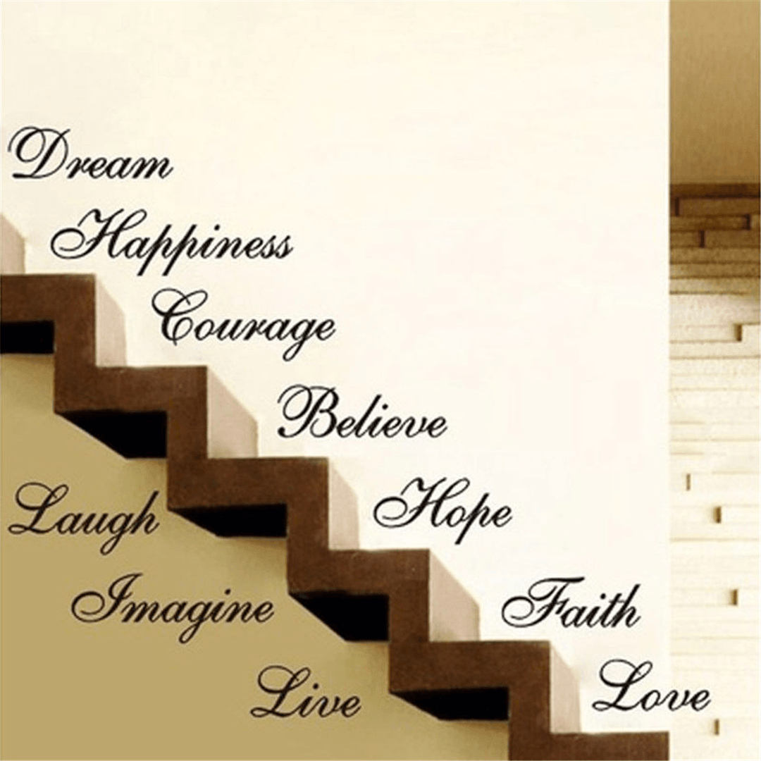 8Pcs Stair Wall Stickers Word Decal Home Mural Decor Art DIY 40X60 Black Letters