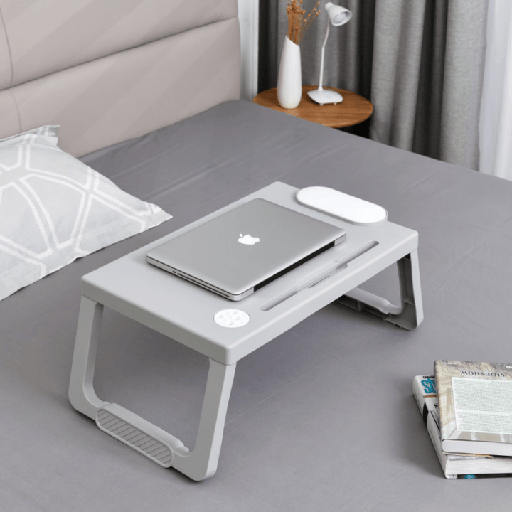 Portable Plastic Foldable Laptop Desk Stand Lapdesk Computer Notebook Multi-Functional Bed Sofa Breakfast Tray Table Office Serving Table with Tablet&Pen Slots/Cup Holder - MRSLM