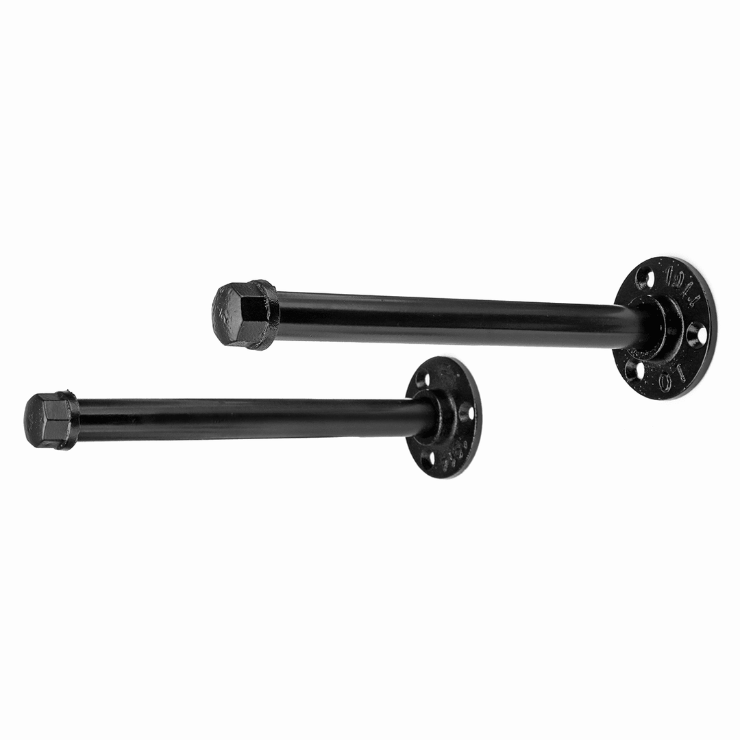 2Pcs DIY Pipe Shelf 16/20/24Cm Black Shelf Bracket Wall Home Clothes Hanger