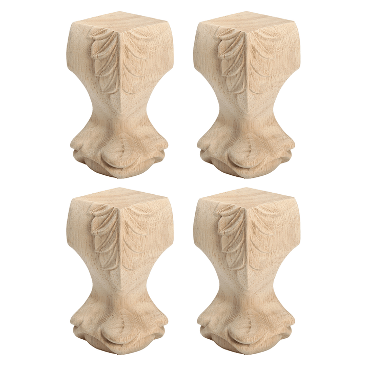 4Pcs European Style Solid Wood Carved Furniture Bracket Foot Legs Cabinet