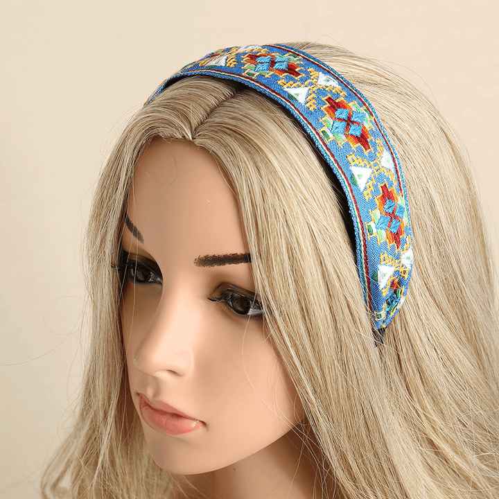 Fresh Bohemian Ethnic Style Hair Band Embroidered Cotton Wide Brimmed Hair Band Travel Home Leisure Hair Band