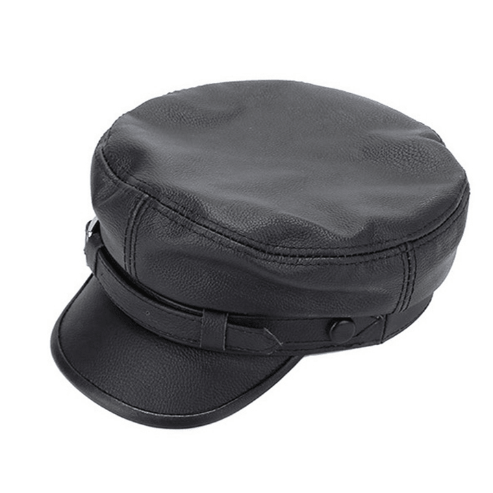 Unisex Genuine Leather Breathable Flat Hats Adjustable Cap