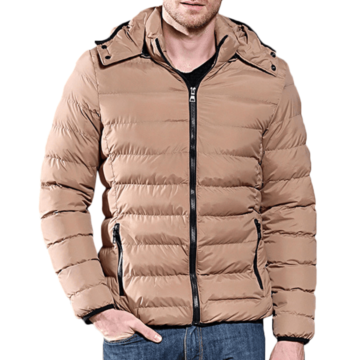 Mens Winter Hooded Windproof Warm Insulated Padded Jacket